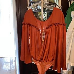 Free People Burnt orange bodysuit